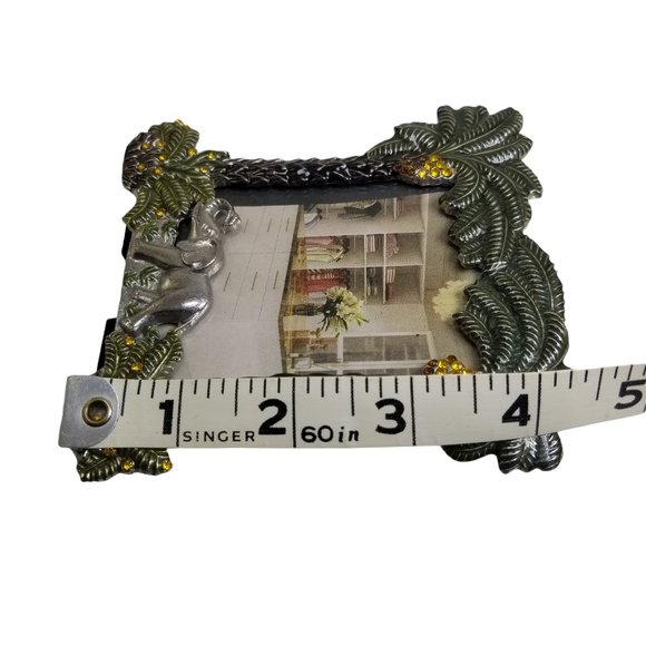 Lucky Elephant, Jeweled Metal Picture Frame w/ Palm Trees, & Genuine Crystals - Picture 13 of 13